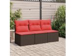 Vidaxl Divano Da Giardino Con Cuscini 3 Posti In Polirattan Marrone