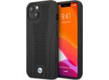 Custodia Rigida Bmw Per Iphone 13 Mini - Linee In Rilievo Traforate - Nero