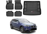 Set Di Tappetini E Fodere Per Il Bagagliaio Omac Per Bmw X1 F48 2015-2024 In Gomma Nera 5X
