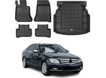 Set Di Tappetini E Fodere Per Il Bagagliaio Omac Per Mercedes Classe C W204 2007-2015 In Gomma