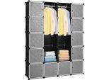 Aopunly Sistema Di Scaffalatura Per Guardaroba Fai Da Te Scarpiera 20 Appendiabiti Cubo In Plastica, 142X37X180Cm Bianco E Nero