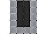 Aopunly 20 Scatole Sistema Di Scaffalatura Fai Da Te Armadio Guardaroba Scaffale 142X37X180Cm Bianco E Nero