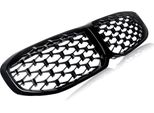 Griglia Anteriore Hexa Per Bmw Serie 1 F40 (2020,) - Stile Diamante - Nero Lucido - Accessori Auto