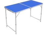 Tavolo Da Campeggio 5 Pezzi - Tavolo Pieghevole Con 4 Sgabelli - Alluminio E Mdf - Altezza Regolabile 55-70 Cm - Blu - Per Campeggio E Giardino