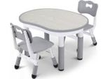 Set Da Tavolo Per Bambini Regolabile In Altezza Con 2 Sedie - Tavolo Da Gioco E Da Attività - Piano Del Tavolo Lavabile - Ergonomico - Per Bambini Da 2 A 10 Anni - Grigio Chiaro