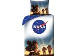 Halantex Biancheria Da Letto Per Bambini 2 Tlg. Set Astronauti Nasa Cosmos 140X200 + Federa, 100% Cotone, Oeko-Tex (Blu 4066)