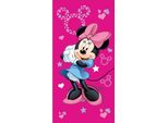 Asciugamano Disney Minnie Mouse, Telo Mare, Telo Doccia, Fiocco Per Capelli, Vestito Blu, 70 X 140 Cm 100% Cotone
