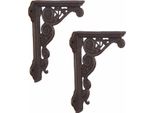 Moritz 2 Pezzi Supporto Da Parete Supporto Per Scaffale Supporto Da Parete In Ghisa Con Fori Da 4 Mm Circa In Look Marrone Antico Stile 19,6 X 13,7 Cm