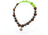 Bracciale Con Perle Di Peridoto + Ematite + Legno 8 Mm