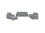 Syfax™ Set Divani 4 Pz Con Cuscini Grigio Chiaro In Tessuto