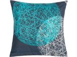 Federa In Cotone - 40X40 Cm - Turchese,Grigio