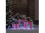 Vidaxl Scatola Regalo Con 60 Led 3 Pezzi Bianco Freddo 20 X 20 X 20 Cm Acrilico