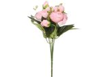 Camerazar Bouquet Decorativo Artificiale Peonia, Rosa, 1Pc