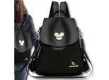 Camerazar Elegante Zaino City 2In1 In Pelle Nera Da Donna Con Tracolla