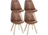 Set Di 4 Sedie Da Pranzo - Sedie Da Cucina - Comode E Facili Da Pulire | Colore: Marrone | Materiale: Pelle Finta