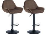 Set Di 2 Sgabelli Da Bar - Sedute In Velluto - Altezza Regolabile, Girevole A 360° | Colore: Marrone | Materiale Del Telaio: Metallo Nero Opaco