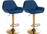 Set Di 2 Sgabelli Da Bar - Sgabello In Velluto - Elevato Comfort Di Seduta | Colore: Blu