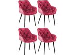 Set Di 4 Sedie Da Pranzo In Velluto - Sedie Samt - Ottimo Comfort Di Seduta | Colore: Rosso