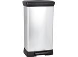 Cestino Curver Deco Pedal Bin, 50 Litri, 39X29X73 Cm, Nero/Argento, Per Rifiuti, Con Pedale