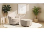 Drehsessel Home Affaire "Hetty, Drehsessel Mit Wippfunktion Und Hocker; Lesesessel, Armsessel", Beige, B:78Cm H:93Cm T:88Cm, 100% Polyester, Sessel, Drehsessel, Mit Dreh/Wippfunktion, Mit Federkern, In Cord Und Microfaser
