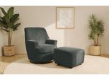 Drehsessel Home Affaire "Hetty, Drehsessel Mit Wippfunktion Und Hocker; Lesesessel, Armsessel", Grau, B:78Cm H:93Cm T:88Cm, 100% Polyester, Sessel, Drehsessel, Mit Dreh/Wippfunktion, Mit Federkern, In Cord Und Microfaser