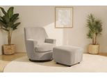 Drehsessel Home Affaire "Hetty, Drehsessel Mit Wippfunktion Und Hocker; Lesesessel, Armsessel", Grau (Taupe), B:78Cm H:93Cm T:88Cm, 100% Polyester, Sessel, Drehsessel, Mit Dreh/Wippfunktion, Mit Federkern, In Cord Und Microfaser