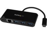 Startech.Com Hub USB-C A 3 Porte Con Gigabit Ethernet E 60W Di Alimentazione Passthrough Per Il Caricamento Laptop - Da Usb Tipo C A 3X USB-A (Usb 3.0 Superspeed 5Gbps) - Hub Adattatore Usb 3.2 Gen 1 Type-C
