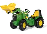 Rolly Toys Premium John Deere 8400R Trattore A Pedali Con Caricatore Frontale, Pneumatici Whisper