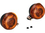 Set: 2 Indicatori Di Direzione Anteriori, Rotondo In Nero Con Vetro Arancione - Simson S50, S51, S70, SR50, SR80, Mz Etz, Ts
