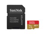 SANDISK Speicherkarte microSDXC Extreme, Adapter, 1 Jahr RescuePRO Deluxe, bunt (rot, goldfarben), 1000 GB, Speicherkarten