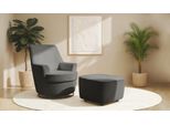 Drehsessel Home Affaire "Hetty, Drehsessel Mit Wippfunktion Und Hocker; Lesesessel, Armsessel", Grau (Dunkelgrau), B:78Cm H:93Cm T:88Cm, 100% Polyester, Sessel, Drehsessel, Mit Dreh/Wippfunktion, Mit Federkern, In Cord Und Microfaser