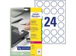 Avery Etichette Laser Per Uso Intensivo - Etichette Polimeriche Non Rimovibili - Bianco - Rotondo 40 Mm - 480 Pezzi (20 Fogli X 24) (L6112-20)