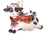 Mucca Di Natale Brubaker Con Luci Fiabesche - Decorazioni Natalizie In Vetro Dipinte A Mano - Addobbi Per L'albero Di Natale - 11 Cm