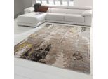 Tappeto Moderno Con Disegno Astratto In Beige Marrone Dimensioni - 120 X 170 Cm