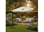 Mucola Ombrellone A Manovella Ombrellone A Sbalzo Ombrellone Da Giardino Ombrellone Da Spiaggia Ombrellone Da Patio Protezione Solare - Beige 3,5 M