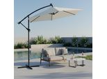Mucola Ombrellone A Manovella Ombrellone A Sbalzo Ombrellone Da Giardino Ombrellone Da Spiaggia Ombrellone Da Patio Protezione Solare - Beige Con Led 3 M