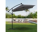 Mucola Ombrellone A Manovella Ombrellone A Sbalzo Ombrellone Da Giardino Ombrellone Da Spiaggia Ombrellone Da Patio Ombrellone Da Sole - Grigio Con Led 3,5 M