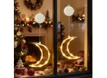 2 Pezzi Led Luna Luce Catena Finestra Con Ventosa Per Partito Natale Appeso Finestra Decorazione