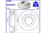 2X Disco Freno Delphi BG5091C Per Nissan Cabstar (F24M F24W) 78Mm 290Mm