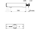 Valvola A Parete Delabie Tempomatic 4 Wt G1/2B, Batterie 6V Integrate, L.190
