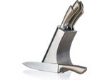 Banquet Metallic Set Di Coltelli In Platino, 5 Pezzi E Supporto In Acciaio Inox