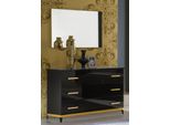 Cassettiera Lucida Cassettiera Cabinet Legno Specchio Credenza Console Consolle 2 Pezzi