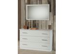 Tavoli Da Trucco Consolle Tavola Laterale Camera Da Letto Legno Specchio + Cassettiera Set Da 2 Pezzi