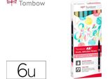 Tombow Abt-6C-4Tombow Abt Dual Brush Pen Set Da 6, Colori Confetto, Confezione In Cartone