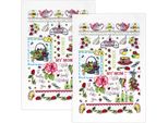 Asciugamani Da Cucina - Set Di 2 - 40X60 Cm - Rosa,Rosso,Verde