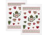 Asciugamani Da Cucina - Set Di 2 - 40X60 Cm - Rosso,Verde
