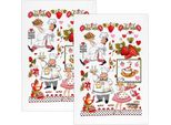 Asciugamani Da Cucina - Set Di 2 - 40X60 Cm - Rosso,Nero,Verde