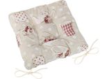 Cuscino Di Seduta Trapuntato Ema - 40X40 Cm - Rosso,Beige