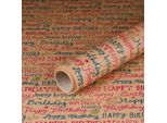 Carta Da Regalo Happy Birthday, Carta Kraft, Liscia, Rotolo 0,70 X 10 M
