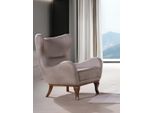 Poltrona Monoposto 1 Posto Seduta Imbottita Seduta Tessile Di Design Tessuto Di Seduta Moderno Beige